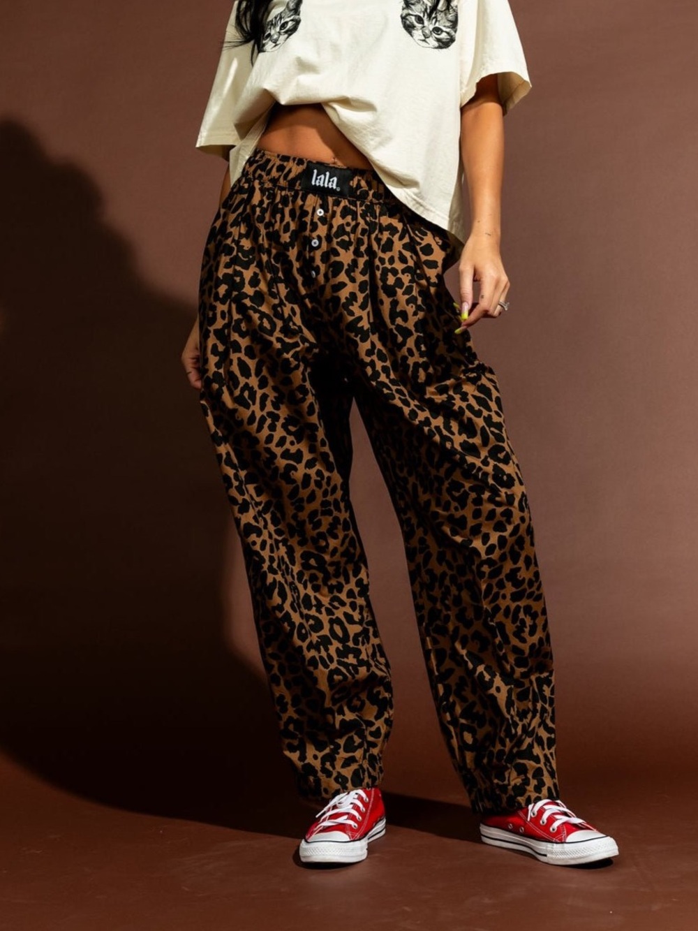 Dressed in lala Happy Chance Barrel Leg Boxer Pants in animal print size xxl - Picture 1 of 7